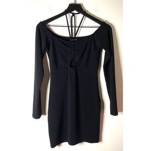 Motel Black Scrunched Tie Bust Mini Dress Size S
